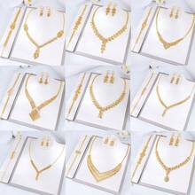 Luxury Dubai Gold Wedding Jewelry 24k Gold Plated Arabic Bridal Necklace Bracelet Earrings Habesha Women Vintage Jewelrys - Jewelry Set - View 2