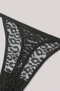 Bộ 2 chiếc quần lót bikini dây mảnh họa tiết da báo đen trắng, kiểu dáng gợi cảm, cạp thấp, không đường may, chất liệu ren, thoải mái và thoáng khí. - Đen và trắng - Xem 3