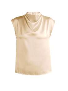 Women's Elegant Solid Satin Blouse, Suitable For Dates And Office Wear Summer - Champagne - View 5