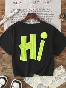 Men's Casual Short Sleeve-Shirt, Letter Print, Summer Black-Sleep - Black - View 3