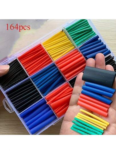 164pcs Heat Shrink Tubing | Electrical Wiring Insulation Sleeves, Suitable For Home And Outdoor Appliances, 2:1 Shrink Ratio, Durable Polyolefin Material, Multi-Size, For Electrical Connections, Great Gift For Thanksgiving, Halloween, Christmas