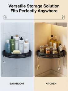 1/2 piezas Estantería de ducha de esquina, estantería de almacenamiento de baño de material de PP reforzado, estantería de ducha interior, estantería de champú de pared de ducha, caja de almacenamiento de cocina y baño, cesta de ducha, estantería de esquina ahorradora de espacio - Estantería de baño resistente montada en la pared, sin necesidad de taladrar, estantería de baño autoadhesiva, estantería de baño montada en la pared, estantería de ducha de esquina. Estantería de almacenamiento de gel de ducha y cosméticos - Fácil de instalar, diseño antideslizante, accesorios de baño, Día de la Madre - Multicolor - Ver 4