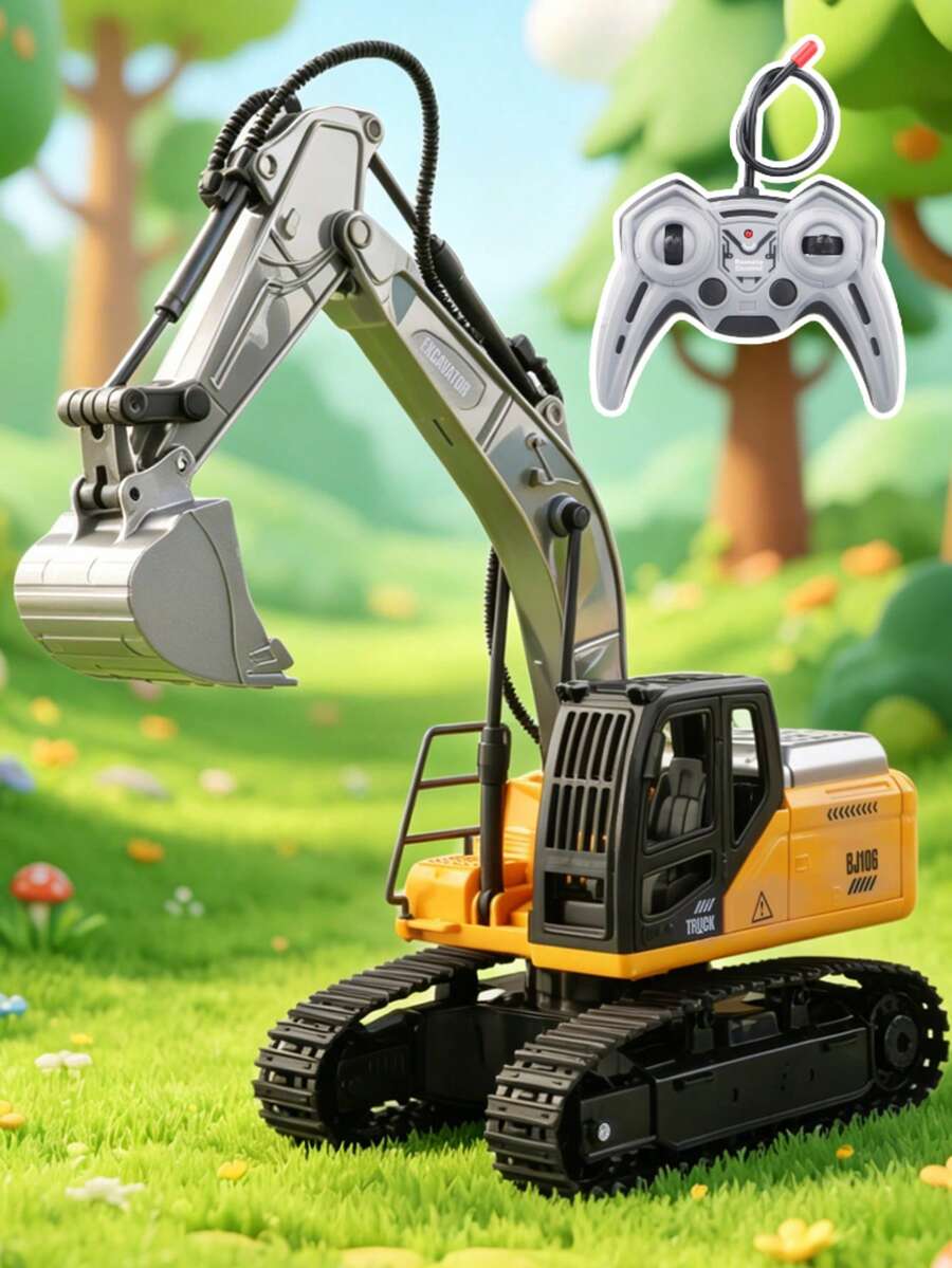 1 chiếc máy xúc điều khiển từ xa, gầu xúc hợp kim, xe bánh xích địa hình, lái trên cát ngoài trời, đồ chơi mô hình xe xây dựng thực tế có thể sạc lại dành cho bé trai, quà tặng.