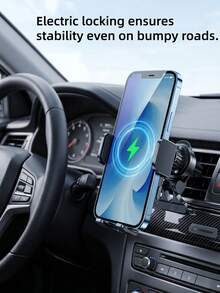 YITUMU 15W快速无线车载充电器支架，升级版按键释放自动夹紧手机支架，360°可调节，兼容Qi无线充电智能手机 - A - 查看 3