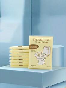 150 piezas de cubiertas de asiento de inodoro desechables y disolubles, papel higiénico desechable para viajes de negocios - Amarillo - Ver 2