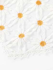 1pc Crochet Daisy Style Headband, Countryside Lace Trim Triangle Scarf, Suitable For Spring/Summer Vacation And Daily Wear As Hair Accessory,Festival,Party - Multicolor - View 3