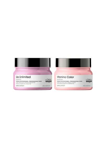 L'Oréal Professionnel [Bundle] Serie Expert Liss Unlimited Smoothing Mask For Frizzy Hair 250 Ml + Vitamino Color Hair Mask 250 Ml