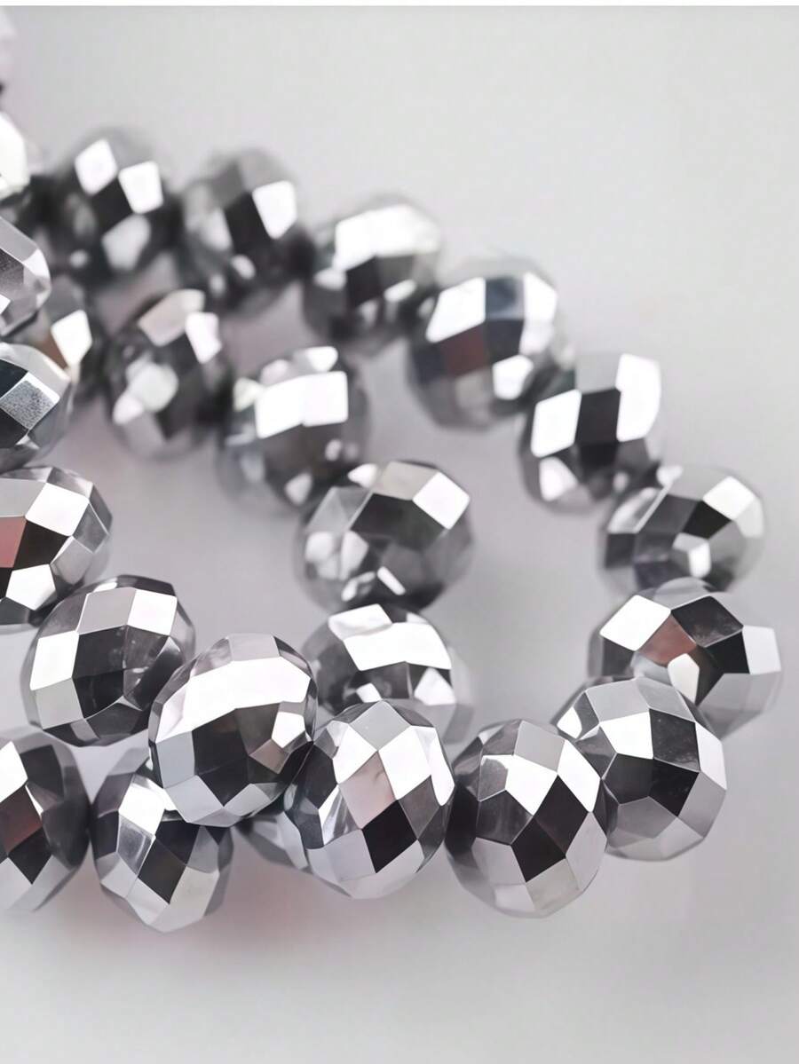 Contas de cristal austríaco branco-prateado brilhante de 4/6/8 mm, 111/81/61 peças, contas espaçadoras de vidro lapidado para confecção de joias DIY, adequadas para colares e pulseiras, materiais para artesanato. - Multicolorido - Ver 1