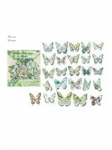 1 Pack 25pcs Vintage Butterfly Theme Hard Card Stickers DIY Decoration For Photo Album, Diary, Planner School Supplies - Cutting Words Butterfly - View 16