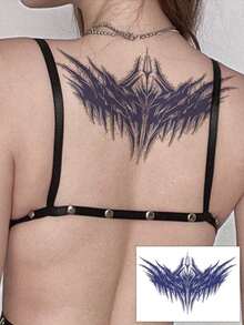 1pc Herbal Waterproof Anti-Sweat Non-Reflective Temporary Waist & Abdomen Tattoo Sticker, Exquisite Design, Natural Matte Finish, Waterproof For Up To 2 Weeks, Easy To Apply, Looks Like Real Temporary Tattoo, Suitable For Waist, Chest, Thigh, Unisex, Great For Daily, Travel, Beach, Body Art Decoration, DIY Gift Sticker - Dark Grey - View 3