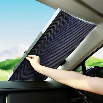 Summer Easily Installed Automatic Retractable Car Sunshade - UV Protection, Heat Insulation, Adhesive Sunshade