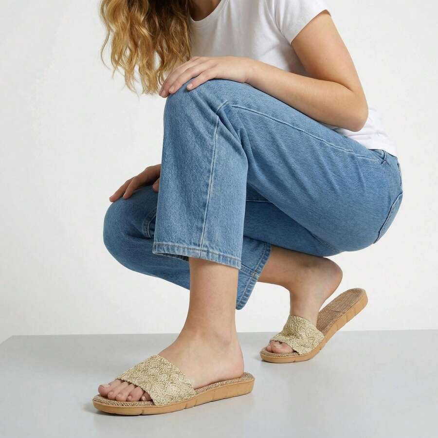 1 đôi dép lê chống trượt thường ngày dành cho nữ, dép sandal đi biển thời trang đa năng. - trắng - Xem 1