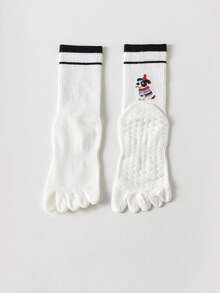 1/4 pares de calcetines de yoga hasta el tobillo, con estampado de cachorros, diseño de dibujos animados lindos, aptos para uso diario casual, yoga, etc. - Multicolor - Ver 12