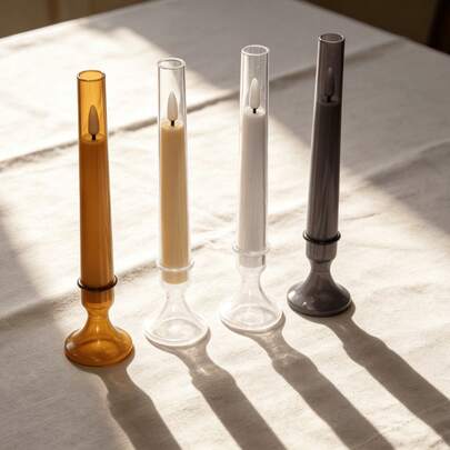 4个装多色透明杯状LED电子蜡烛，无烟仿真烛台，浪漫晚宴装饰灯