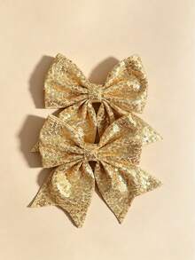 2/10个亮片丝带蝴蝶结发夹，闪亮啦啦队发夹，适合派对 - 彩色 - 查看 39