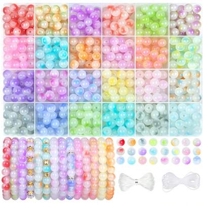 DIY饰品制作串珠套装，混合色渐变亚克力珠子套装，手工手链制作串珠配件