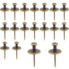 20 Pieces Vintage Bronze Double Head Large Push Pin Tacks Zinc Alloy Long Pushpin Thumbtacks Flat Decorative Pushpins For Cork Bulletin Board Paper Map Photos Wall - Bronze - View 1