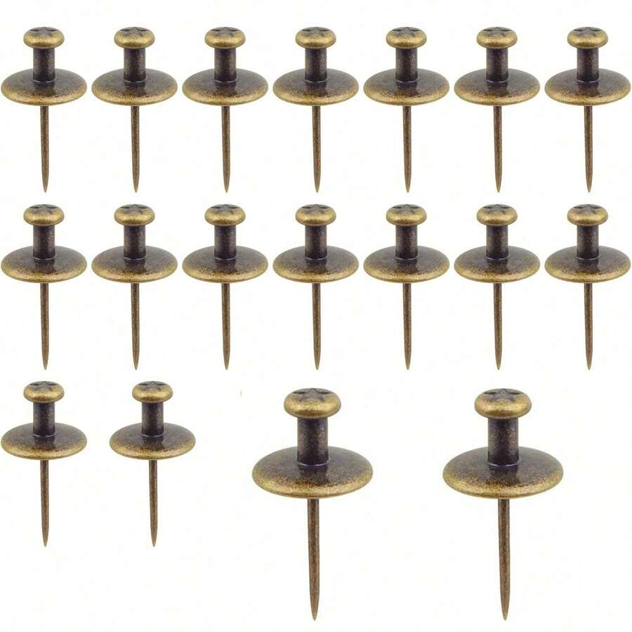 20 Pieces Vintage Bronze Double Head Large Push Pin Tacks Zinc Alloy Long Pushpin Thumbtacks Flat Decorative Pushpins For Cork Bulletin Board Paper Map Photos Wall - Bronze - View 1