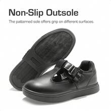 Girls Mary Jane School Uniform Shoes T-Strap Flat Sneakers Comfortable Lightweight Breathable Non-Slip For Toddler Little Kid - 黑色 - 查看 6