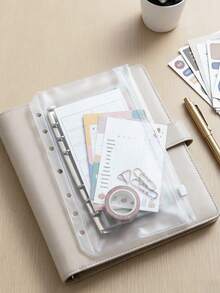 1 pieza Carpeta transparente A5/A6/A7, carpeta de hojas sueltas de 6 anillos con bolsillo con cremallera y cierre a presión, protector de documentos de PVC, carpeta y sobre esencial minimalista, organizador de archivos de oficina, portafotos/tarjetas, scrapbook, organizador de recibos/entradas, cubierta de cuaderno, útiles escolares, suministros de oficina, suministros de biblioteca, suministros de estudio, manual DIY, colección de pegatinas, regalo de graduación - transparente - Ver 8