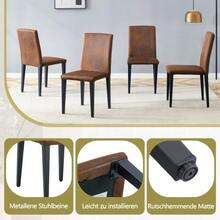 [2er-Set Minimalistic Esszimmerstühle] European Style With Brown Webstoff: Dunkelbraunes Technisches Gewebe + Schwarze Metallbeine. Passt Perfect In Modern Esszimmer, Wohnzimmer And More. - Brown+Black - View 4