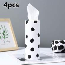 4/2/1 pieza Caja de pañuelos de coche clásica en blanco y negro con patrón de vaca, contenedor de pañuelos de coche con diseño cilíndrico elegante, dispensador de pañuelos de viaje portátil y redondo con 40 pañuelos faciales para ajuste universal en automóvil, hogar y oficina, paquete de pañuelos decorativos - Multicolor - Ver 17