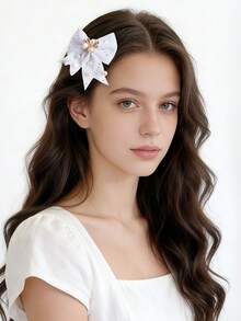 10 Stücke/Set bunte Haarspangen mit Schleife, hochwertige Haarklammern mit Perlen & Strass, süße Seitenpony Haarnadeln für Mädchen, geeignet für Alltag, Party, Schulzeit - Heißes Pink - Übersicht 5