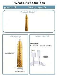 电动剃须刀，鼻毛和耳毛修剪器，可充电式男士面部护理鼻毛修剪器，剃须刀，胡须修剪器 - 金色 - 查看 8