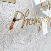 Personalized And Unique Custom Gold Commercial Signage, Transparent Acrylic Background, Inlaid With Gold Decorative Studs, With Mirrored And Shimmering Effects, Suitable For Home Decor. - Gold - View 6