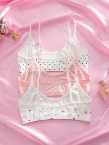 Set de 3 piezas de ropa interior cómoda y casual con estampado romántico de corazón y melocotón - Multicolor - Ver 8