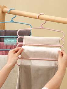 3/5 piezas Perchero multiusos de 5 niveles, colgador de pantalones, estante de almacenamiento de pantalones, organizador de ropa antideslizante y ahorra espacio, apto para pantalones, bufandas, corbatas - Estante de almacenamiento para el hogar, colgador de pantalones para el hogar, colgador de bufandas y corbatas - Multicolor - Ver 9