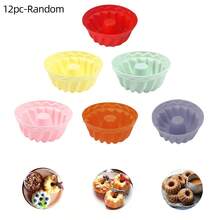 Set de 12/24 moldes de silicona mini para magdalenas, moldes con forma de calabaza antiadherentes para pasteles, flanes, gelatinas, herramientas de repostería DIY, colores aleatorios (Este producto no es de tamaño estándar, confirme el tamaño antes de comprar) - Multicolor - Ver 16