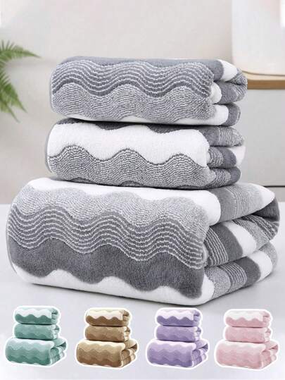 1pc/2pcs Modern Minimalist Coral Fleece Bath Towel, Super Soft & Absorbent, Extra Large Bath Towel, Quick Dry, Non-Shedding, Sauna Towel, High Quality, Lightweight, Guest Towel, Best Gift For Partner, Towel Size: 34*75, Bath Towel Size: 70*140 Bathroom Decor