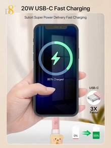 Cable de datos USB-C a Lightning certificado MFi D8 para mujeres - Carga rápida PD20W, manga protectora suave y transpirable, diseño trenzado de nailon resistente a enredos, estructura duradera con talla grande de 5000 dobleces y vida útil extendida - Multicolor - Ver 6