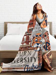Auburn Merch University Tigers Throw Blanket Warm Blankets Breathable Air Conditioner Blanket For Car Classic Outdoor Blankets For Picnic For All Season - Black - View 4