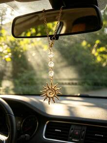 1 pieza Colgante de coche con forma de sol estilo bohemio, decoración para el espejo retrovisor interior - A - Ver 3