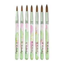 雕花木柄美甲刷 – 科林斯基貂毛刷，用于给加长亚克力指甲涂抹粉末 - 彩色 - 查看 6