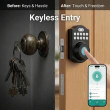 Smart Lock Fingerprint Door Lock – Tuya APP Remote Control, Keyless Entry Door Lock With Biometric Fingerprint, Password, Key, Passage Mode For Home Office – Black - DS06DSTUYA - View 8