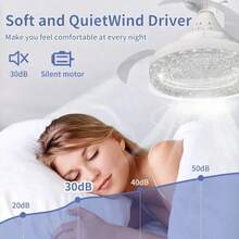 3-Speed Remote Controlled Retractable Ceiling Fan With LED Light, Invisible Crystal Acrylic Fan, Silent, For Dining Room, Bedroom, Living Room - White - View 3
