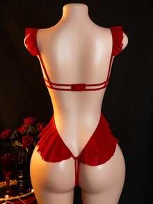 Lencería sexy, bodys calados, bodys y monos ajustados sexy para mujeres - Rojo - Ver 2