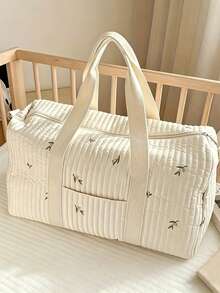 Borsa da viaggio stile coreano nuova ricamata, borsa multifunzionale per lo stoccaggio, borsa da viaggio con manico grande e capienza ampia per brevi viaggi, borsa fasciatoio leggera, pratica borsa per ospedale maternità, organizer da viaggio, regalo per la festa della mamma - Grigio - Visualizzare 4