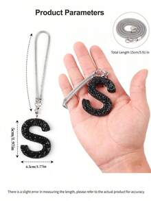 Crystal Diamond Rearview Mirror Hanging Ornament - Letter A-Z Sparkling Pendant, Cute Lucky Charm, Fashionable Car Interior Decor, Suitable For Women - Style a - View 3