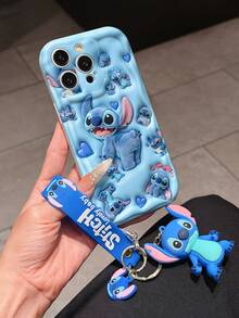 Disney Has Authorized, Phone Case - Chain Set, The Stitch Lilo & Stitch 3D Phone Case Plus A Silicone 3D Stitch Bracelet With Metallic Ring Removable Bracelet, Stitch And Angel Pattern, Compatible With Iphone 17/16/15/14/13/12/11/XS/XR/X Plus Pro Max, A Stylish Cartoon Phone Case, The Perfect Gift Choice, Phone Protection, Durable Phone Cover, Great Gift For Friends And Family - 白色款式A - 查看 2