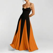 2026 Spring New Women's Clothing, Cross-Border European And American Dress, Sexy Waist-Cinching Pleated Solid Color Large Hem Strap Dress - 28457-桔紅色 - 查看 11