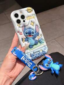 This Disney Stitch Lanyard Phone Case Is Fully Covered In TPU Material. It's Shockproof, Lightweight, And Compatible With IPhone17/16/11/13/15/15 Plus/15 Pro/15 Pro Max/12/14 Pro Max/11 Pro Max/12 Pro/12 Pro Max/13. This Phone Case Makes A Popular Birthday Gift Or Business Gift; It's Durable, Stain- And Fingerprint-Resistant, And Suitable For Both Men And Women. The Set Also Includes A Mickey Mouse Phone Case And A Stitch Plush Bracelet. It's A Perfect Gift For Friends And Family. This Stylish Phone Case Is Fun, Lightweight, And Durable. IPhone17 Pro Max Phone Case, Angel Phone Case. - trắng - Xem 1