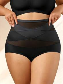 Plus Size Women's High Waist Seamless Body Shaping Pants, Anti Rolling, Hip Lifting, Waist Tight, Flat Belly Spring Sports - Black - View 3