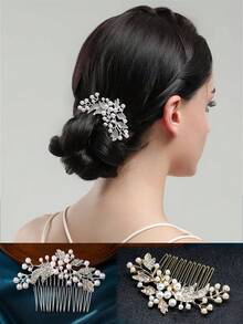 1 pieza Corona de metal con diseño de flor de ciruelo y cristales, para fiesta, cumpleaños, boda, fotografía de mujeres - Dorado - Ver 16