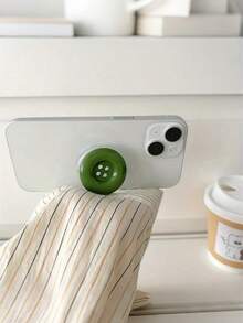 Cute Button Foldable Phone Stand, All-In-One Slouchy Smartphone Holder, Magnetic Attachment To Phone Back, Suitable For Desktop Office And Entertainment, Compatible With Apple And Android Phones, Birthday Gift For Family And Friends, Push-Pull Phone Stand, Phone Accessory, Candy Color Button Phone Airbag Holder, Adhesive Retractable Slouchy Desktop TV Stand. - Multicolor - View 3