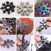 1pc 18-In-1 Mini Snowflake Wrench, Durable Hex & Octagon Socket Wrench With Keychain, Portable Card Design, Stainless Steel Screwdriver, Essential Multifunctional Tool For Outdoor Camping, Hiking, Cycling, Travel, Home Repair - Multicolor - View 7