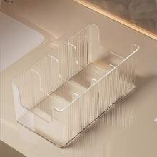 2pcs/1pc Large Capacity Transparent Cosmetic Storage Box, With Removable Dividers Makeup Organizer, Divided Plastic Makeup Storage Box, Suitable For Masks, Lipsticks, Perfumes, Durable Bathroom Countertop Storage Box, Daily Use - A [The Baffle Is Removable] - View 10